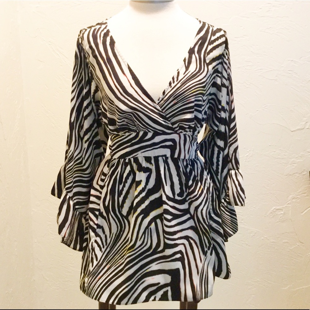 Betsey Johnson zebra-print blouse, Size L